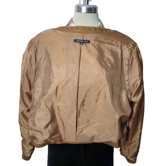 Addition Elle caramel embellished aux leather jacket size 20 - Picture 4 of 12